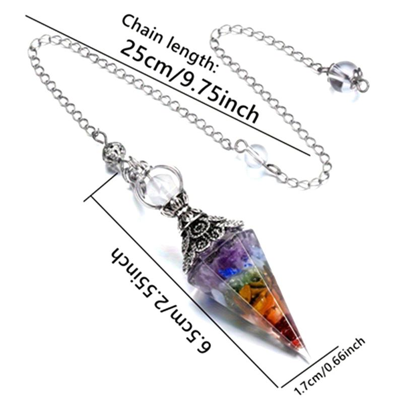 Natural 7 Chakra Healing Crystals Pendulum For Dowsing Divination Quartz Stone Pendulums Antique Reiki Pendant Jewelry