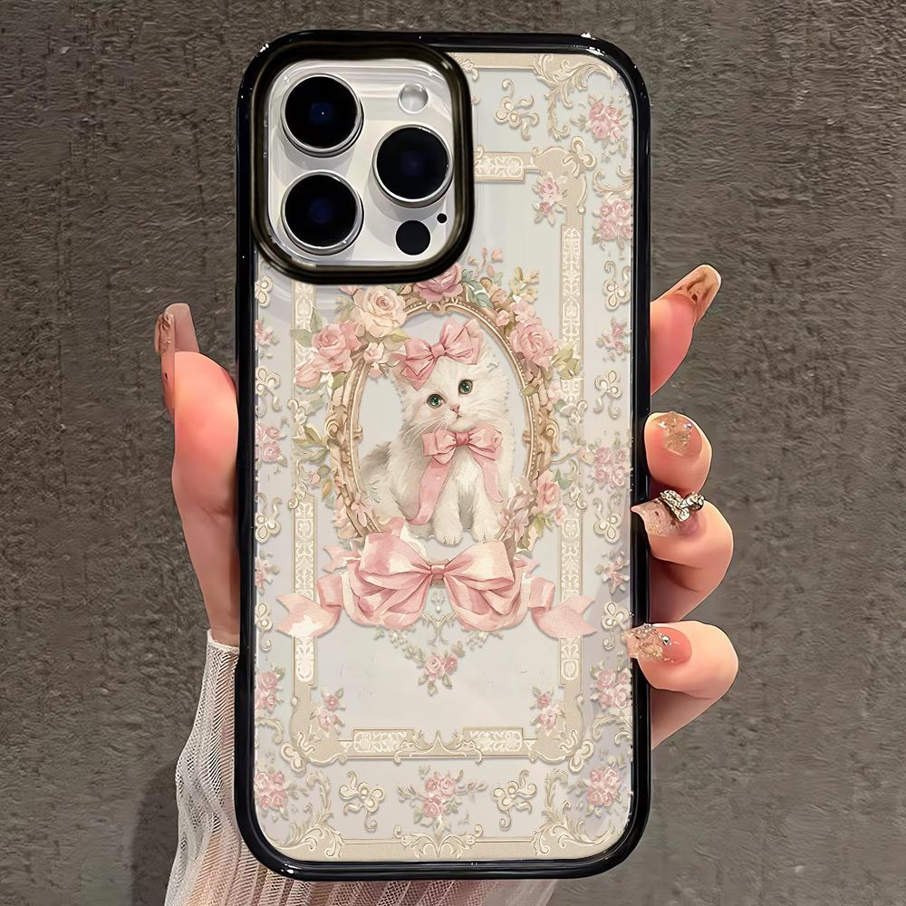 Винтажный Силиконовый Чехол Lolita Кот Камера Защита Для Iphone 17 16 Plus 15 14 13 12 11 Pro Max Ударопрочный Чехол По Всему Краю