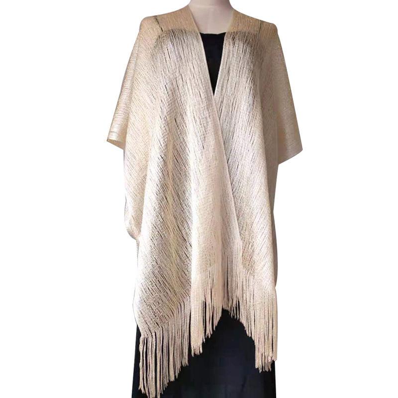 Bright Silk Shawl Fashion Gold and Shawl Flash Silver Silk Split Women Cheongsam Shawl