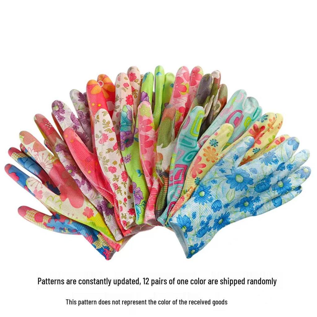 Lightweight Breathable Nylon Gardening Gloves - Wear-Resistant, Multi-Color Patterns