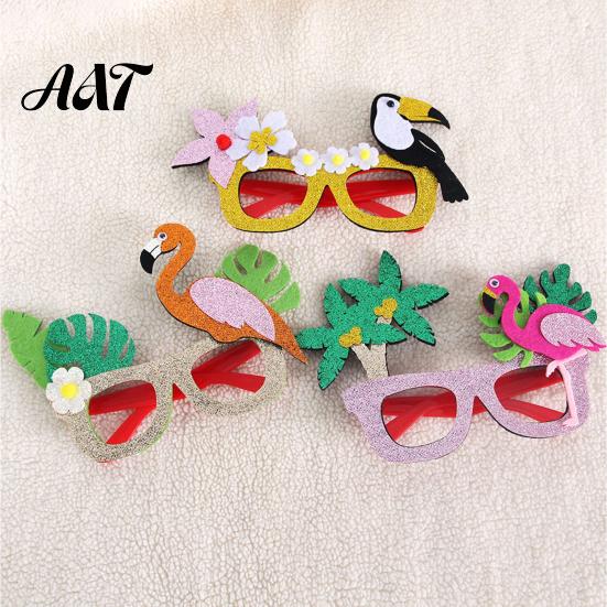 Summer Party Sunglasses Hawaiian Tropical Glasses, Glitter Felt Beach Pool Eyeglasses, Accessories Ocean Luau Style Eyewear for Photo Booth