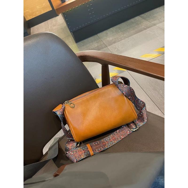 Genuine Leather Women Bag Vegetable Tanned Cow Leather Crossbody Bag Atmospheric Retro Bag
