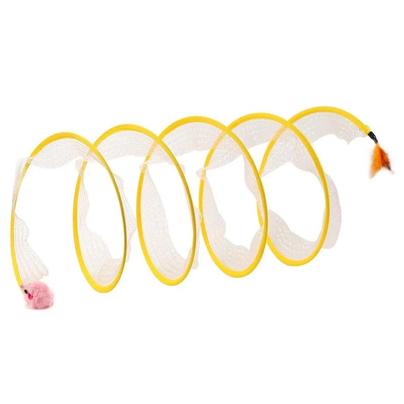 Игрушка для кошек, складной туннель для кошек, S-образный туннель для мышей, пружинная игрушка, забавный длинный стержень для кошек, интерактивная игрушка для развлечения и облегчения саморазвития