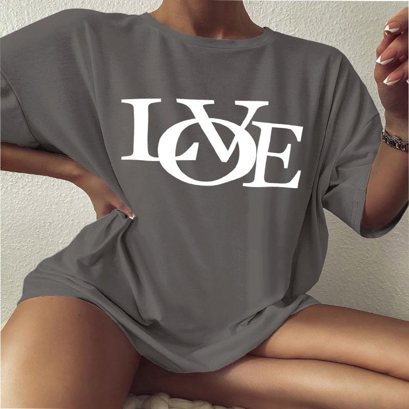 LOVE Oversized T-Shirt Love Funny Summer Style Loose Tees Women Fashion Casual 100% Cotton Aesthetic Top