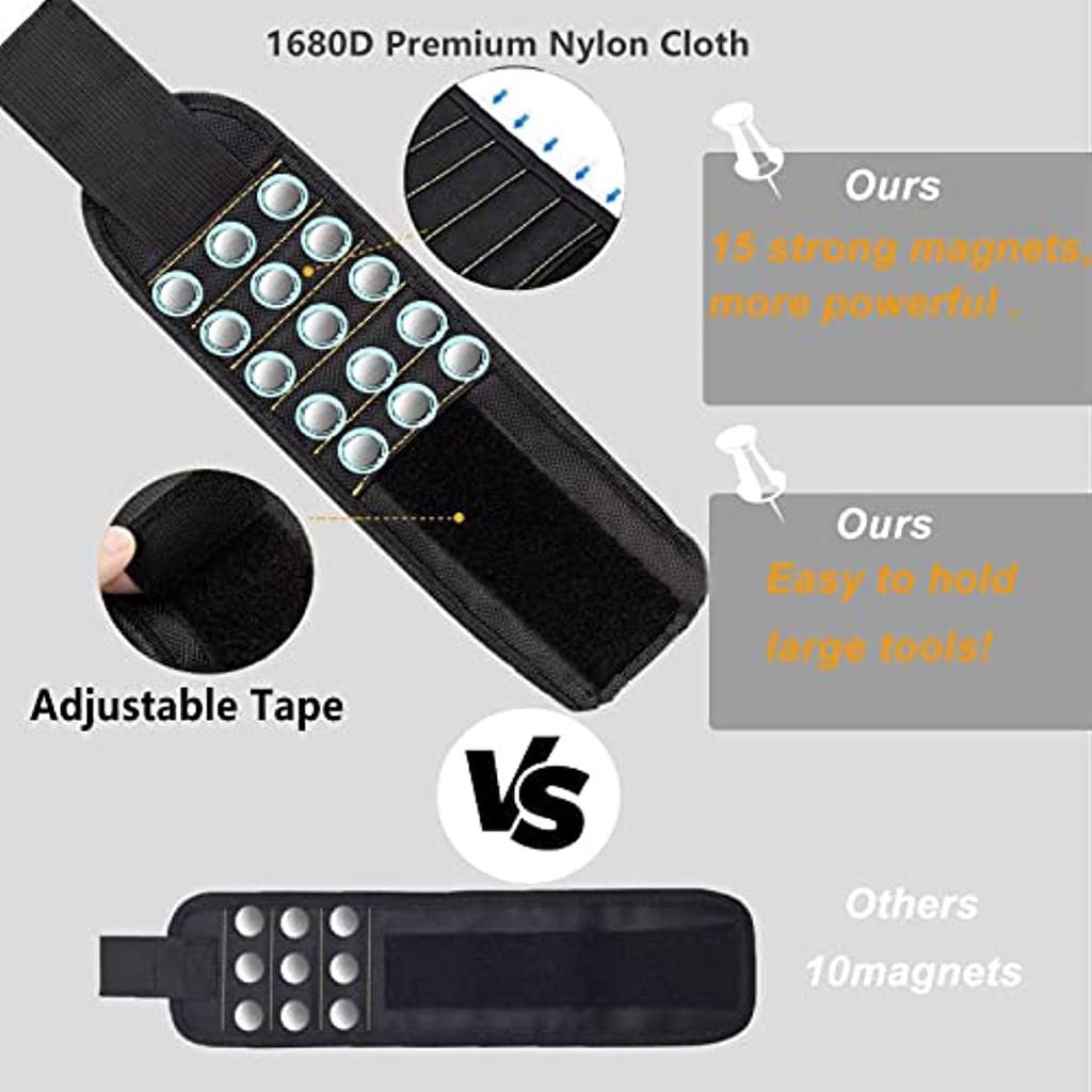 1PC Magnetic Wristband, Used for Fixing Screws, Nails, Drill Bits, Wrist Tool Holder Straps with Strong Magnets