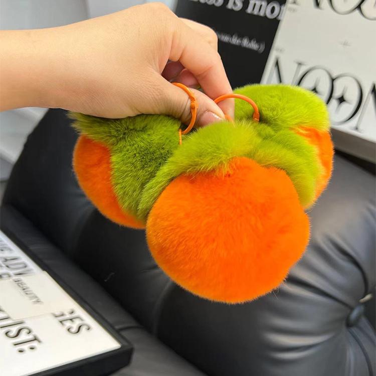 Real Otter Rabbit Hair Little Persimmon Car Keychain Pendant Instagram Cute Plush Ball Book Bag Pendant Birthday Gift
