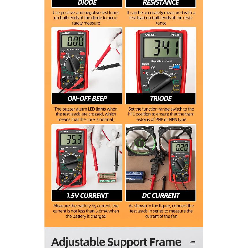 ANENG DM850 Digital Multimeter+BT173 High-Precision Voltage And Current Measurement Battery Tester Electrician Maintenance Kit