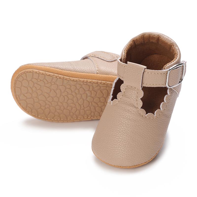 Khaki 0-18M Baby Casual Shoes Infant Toddler Bowknot Non-slip Rubber Soft-Sole Flat PU First Walker Newborn Bow Decor Mary Janes