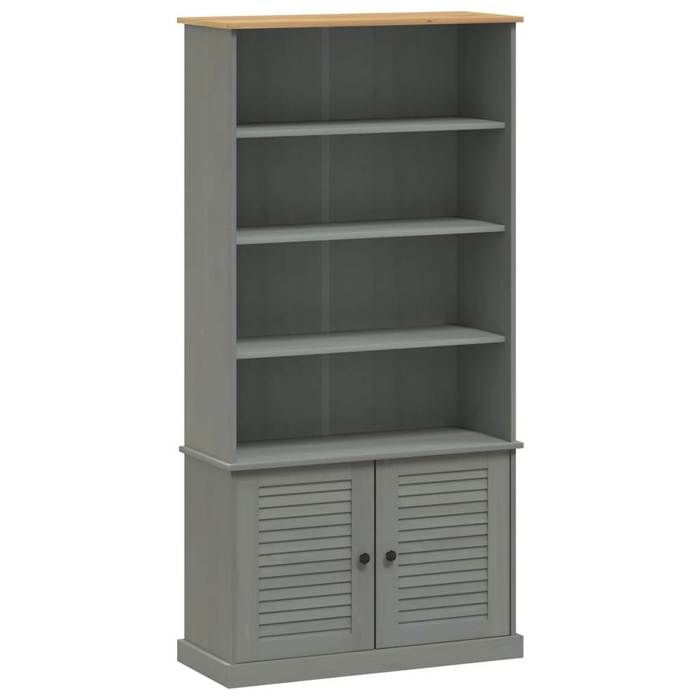 VidaXL Bibliothèque VIGO gris 85x35x170 cm bois massif de pin 353198