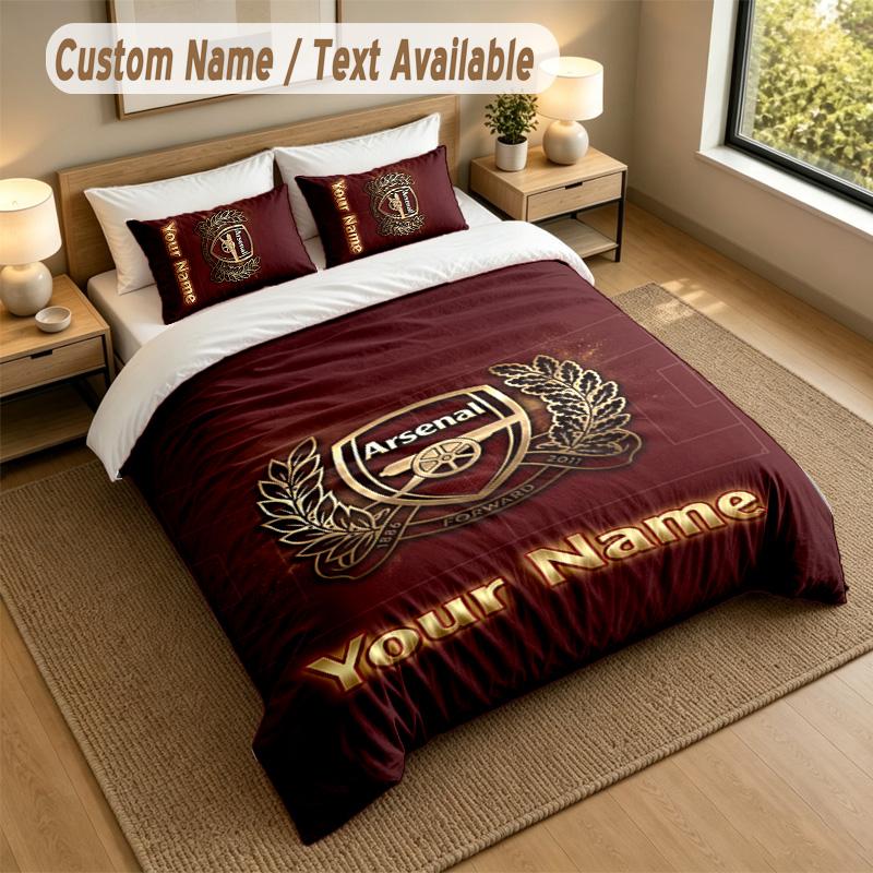 3Pcs Bedding Set Custom Name Text, 1 Sheet 2 Pillowcases Home Bed DecorArsenal FC