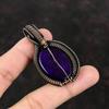 Фиолетовый огненный кулон из лабрадорита, кулон из медной проволоки, кулон ручной работы, ювелирные изделия из медной проволоки, ювелирные изделия из натурального драгоценного камня, подарок для мамы
