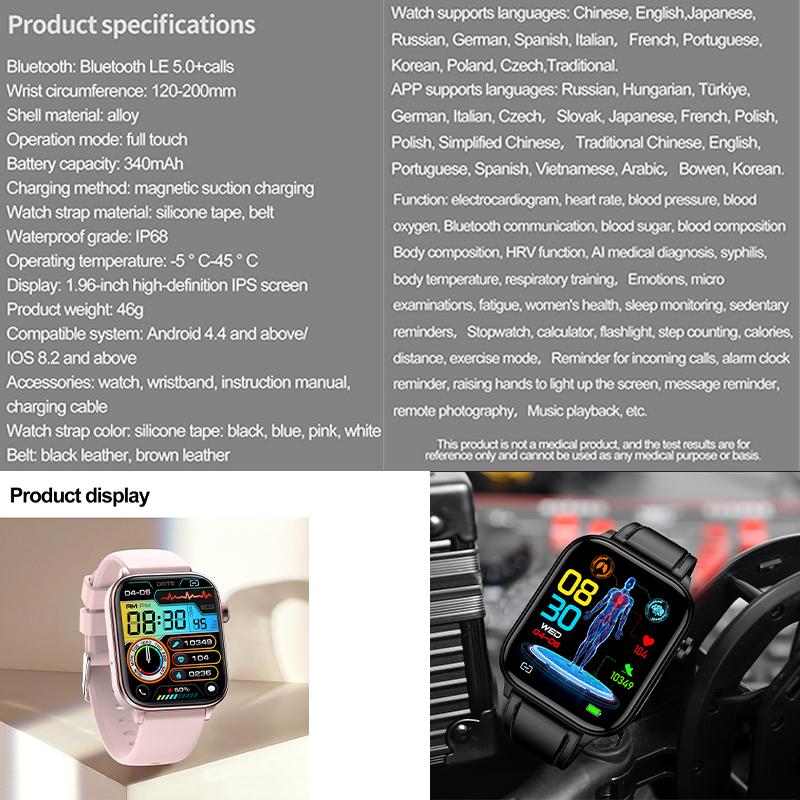 2024 Новые ЭКГ + ППГ мочевая кислота неинвазивные умные часы для мужчин Bluetooth вызов пульсометр артериальное давление умные часы для женщин