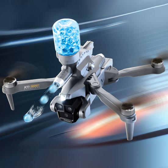 Дрон с дистанционным управлением 2,4 ГГц с тремя 8K камерами, бесколлекторным двигателем, для аэрофотосъемки, запускающий водяные бомбы, детский/взрослый RC квадрокоптер, игрушка