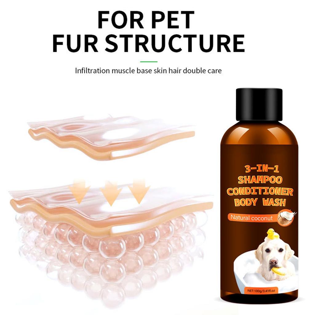 3in1 Dog Shampoo, Conditioner & Body Wash For Cats & Dogs To Resolve Straightness,100ml