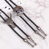 Adjustable Bull Head Five-pointed Stars Western Cowboy Bolo Tie Rodeo Dance Necktie Faux Leather Pendant Necklace