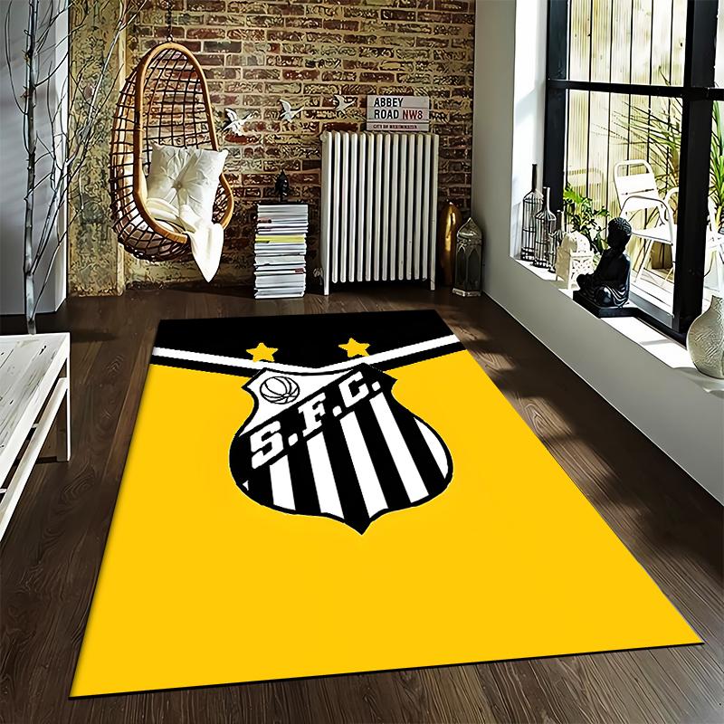 Yellow and Black Carpet with S.F.C. Logo Design and Star Accents Suitable for use as an anti-slip for living room bedroom sofas