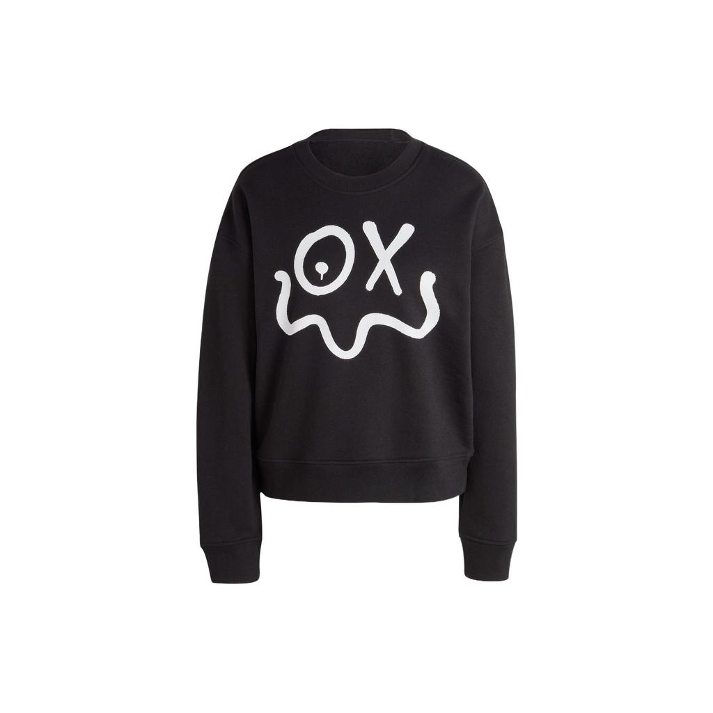 Adidas Originals Trefoil X André Saraiva Толстовка с круглым вырезом и графическим принтом, женские топы, черный HY4267