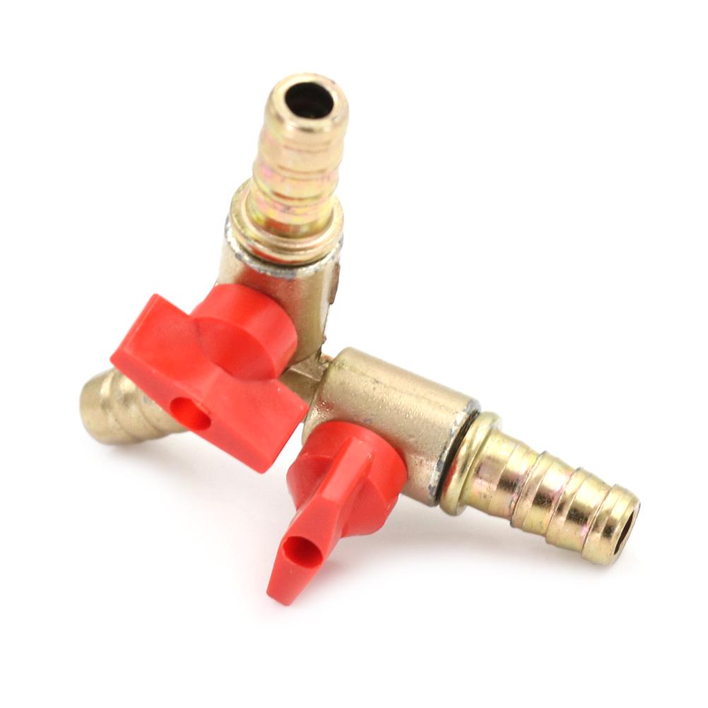 3 Way Tee Brass Y Shut Off Ball Valve 3/8" 10mm Barb Fuel Gas Oil / Valve Clamp