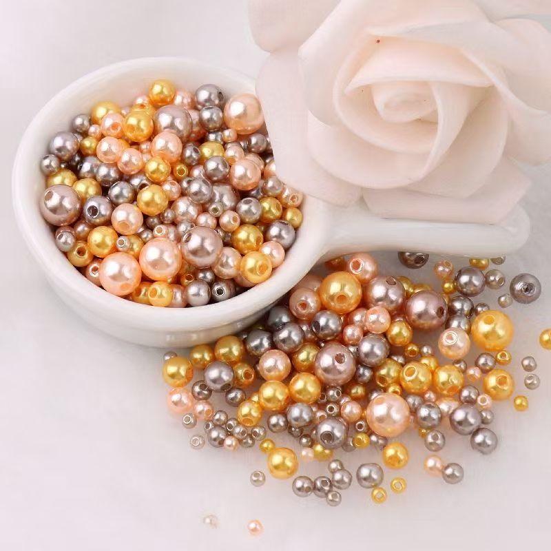 Высококачественная перфорированная разноцветная имитация жемчуга ABC, своими руками, платье из бисера, серьги, браслет, ожерелье с россыпью бусин