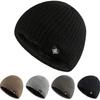 Fleece Lined Knitted Hat Velvet Ear Protection Hat Unisex Woolen Hat Autumn Winter