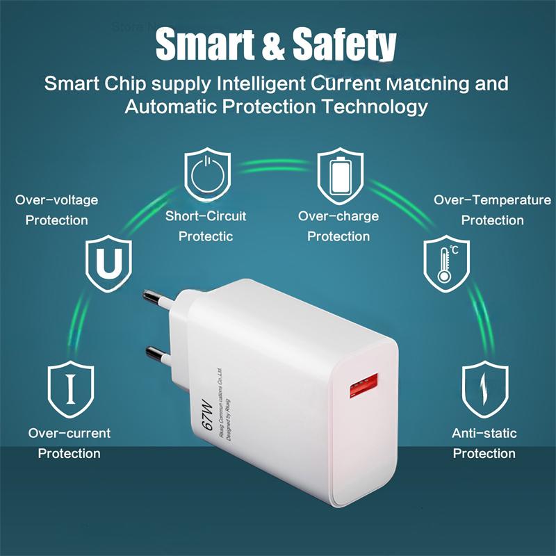 Зарядное устройство 67 Вт для быстрой зарядки USB C для Xiaomi Mi 13 11 Redmi Note 9 10 12 Turbo 11 A1 A2 Poco X5 F5 Pro USB Type C кабель аксессуары для телефонов