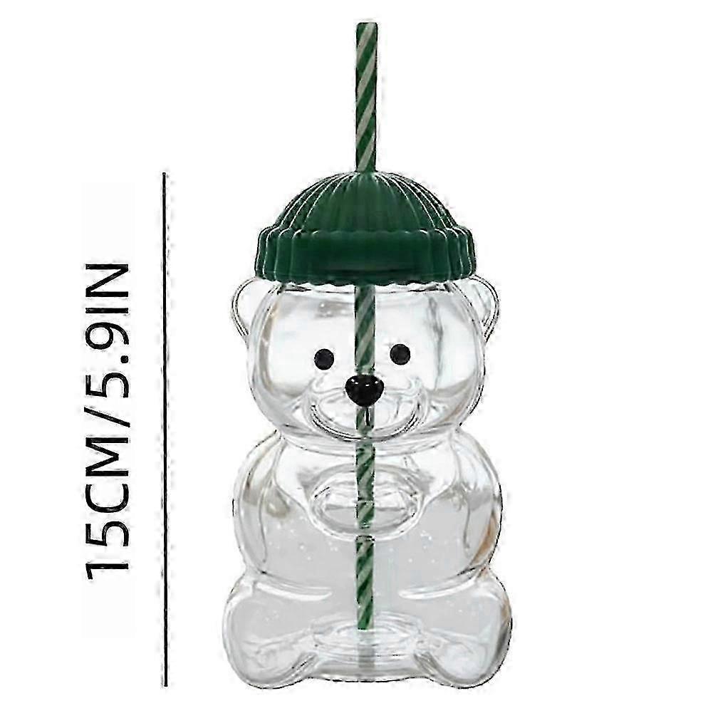 Christmas Bear Sippy Cup with Lid & Straw, Cute Bear Mug Glass Tumbler for Milk, Smoothies & Holiday Drinks