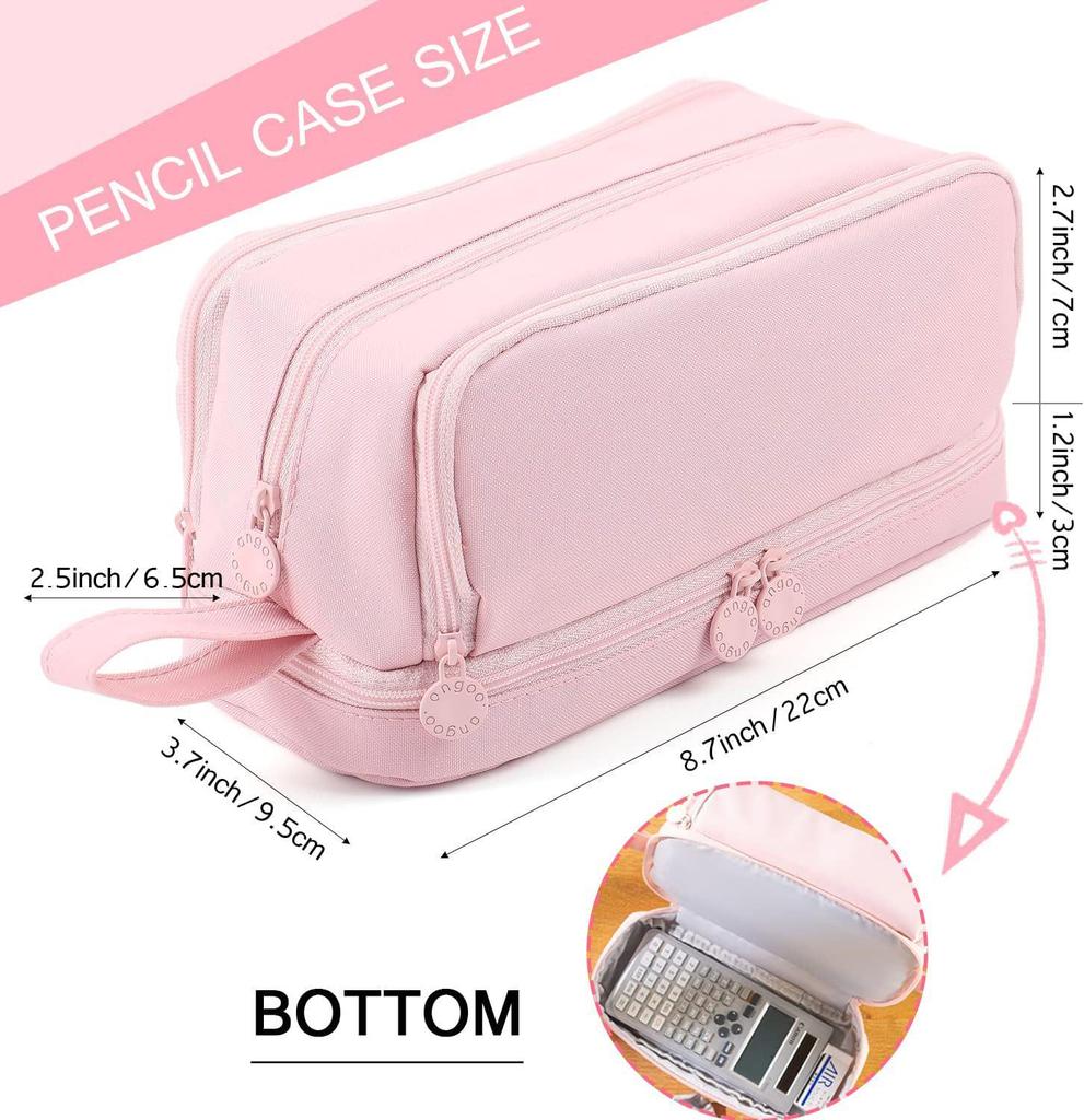 Пенал студенческий двухслойный однотонный большой вместимости