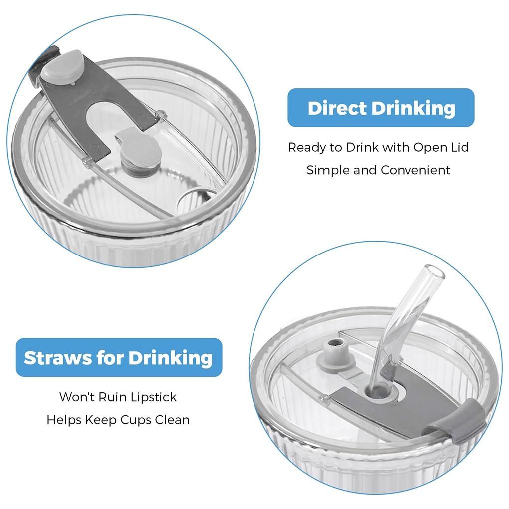 Sturdy And Durable Glass Iced Coffee Cup With Leak-proof Lid And Wide Mouth Opening When Feel Tired