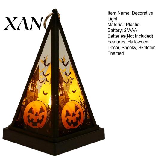 Retro Triangular Wind Lantern Halloween Vintage LED Candle, Spooky Pumpkin Witch Tabletop Decor with Party Atmosphere Lamp Metal Hanger, Electronic