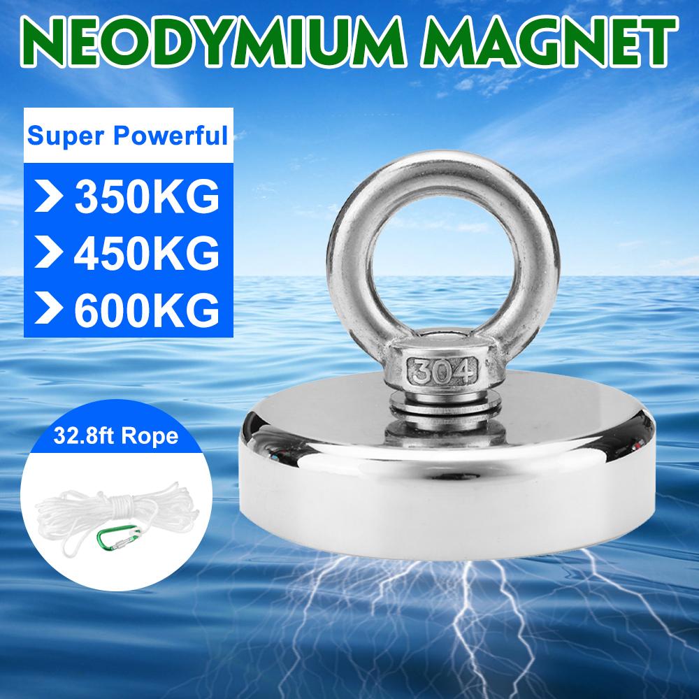 350/450/600 кг неодимовый магнит супер мощный рыболовный инструмент спасательный магнит кольцо большой горшок магнитное железо бор сильный высокий артефакт с веревкой 10 м