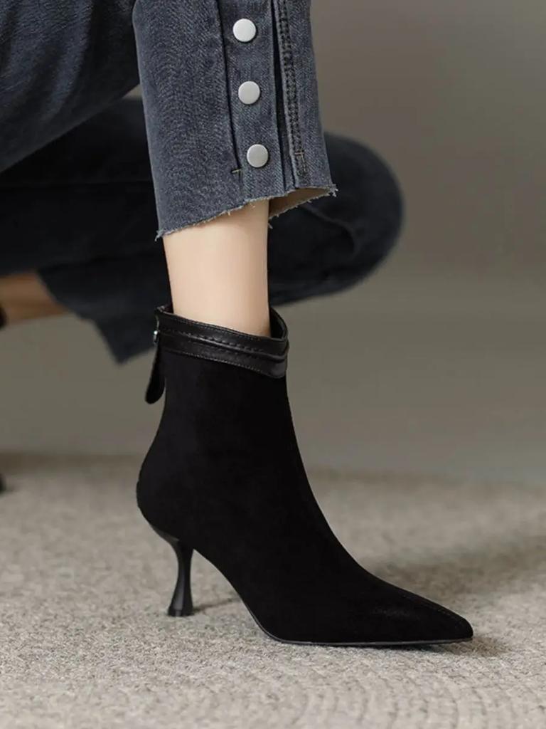 Модные зимние женские короткие ботинки нового бренда, модные остроносые женские элегантные ботильоны, тонкий высокий каблук, туфли-лодочки для платья, Zapatos De Mujer