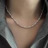 VENTFILLE 925 Sterling Silver Double Layer Bead Snake bone Chain Necklace for Women Girl Korean Simple Jewelry Gift Dropshipping