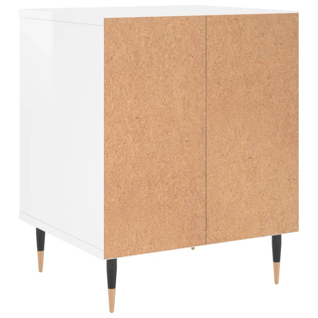 Nightstand High Gloss White 40 x 35 x 50 cm Engineered Wood