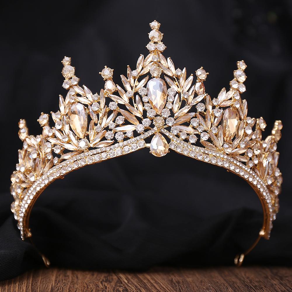 DIEZI Baroque Bridal Wedding Party Crown Princess Queen Water Drop Opal Crystal Tiaras Necklace Earrings New Jewelry Sets