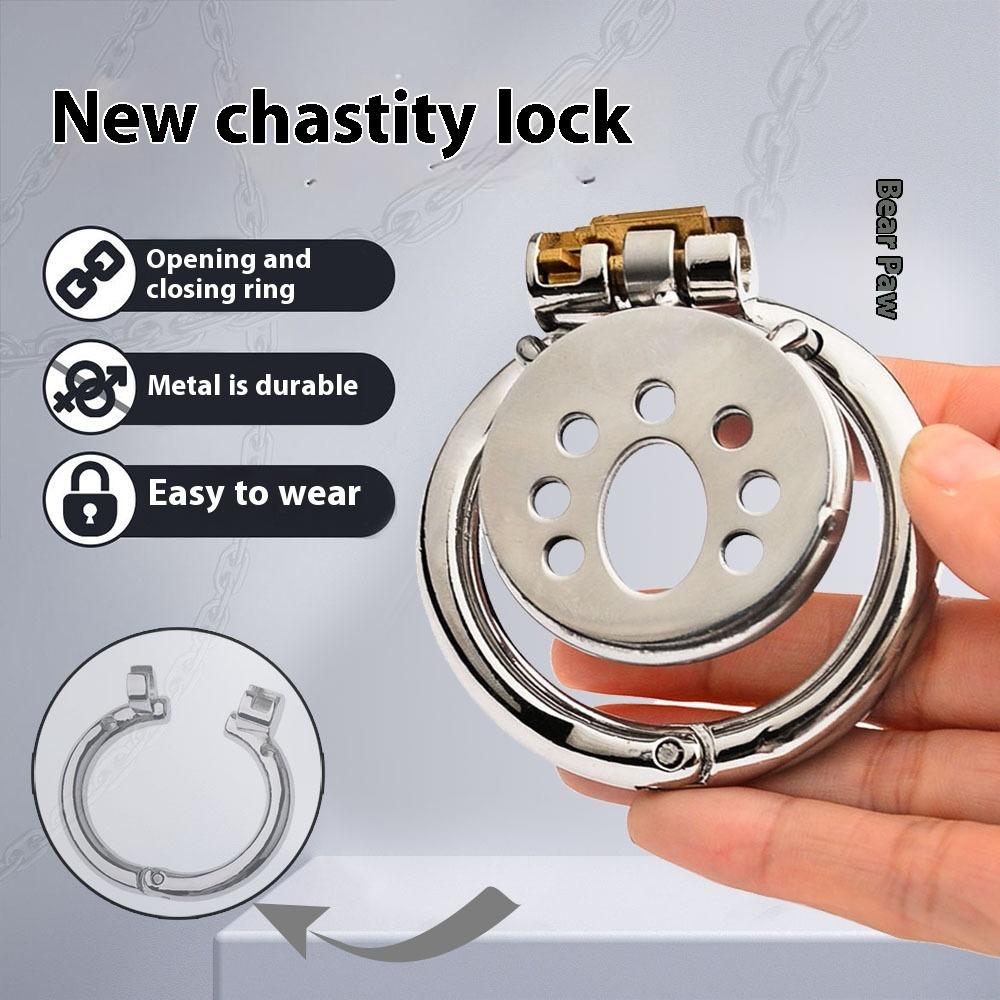 New Male Chastity Device Flat Cat Claw Stainless Steel Chastity Lock Cock Cage Open and Close Rings Sexy Toy for Men Gay Couple
