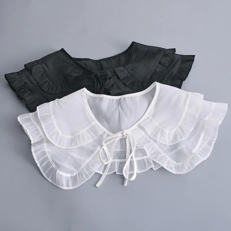 White Black Detachable Collar Shawl Dress Blouse Fake Collar Shoulder Wraps Accessories Female Sweater False Collars Small Cape