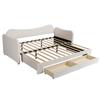 Upholstered Bed, Daybed, Day Bed, Sofa Bed, with 2 Drawers for Storage, Sleeper Sofa, 90x200 cm, Extendable to 180 cm, with USB Port, Beige Boucle