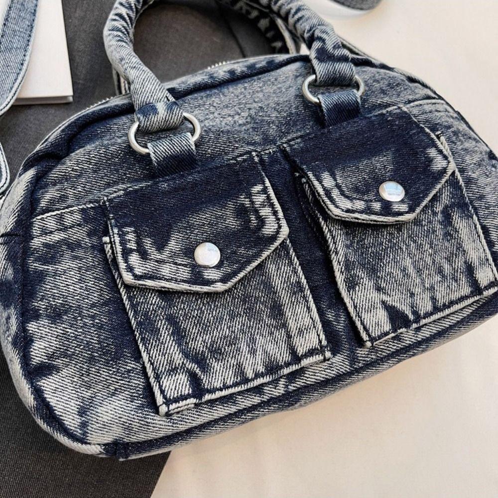 Сумка из денима в стиле ретро Y2K, Сумка-тоут, Сумка из выстиранного денима, Тренд, Сумка на плечо для острой девушки, Для девочек