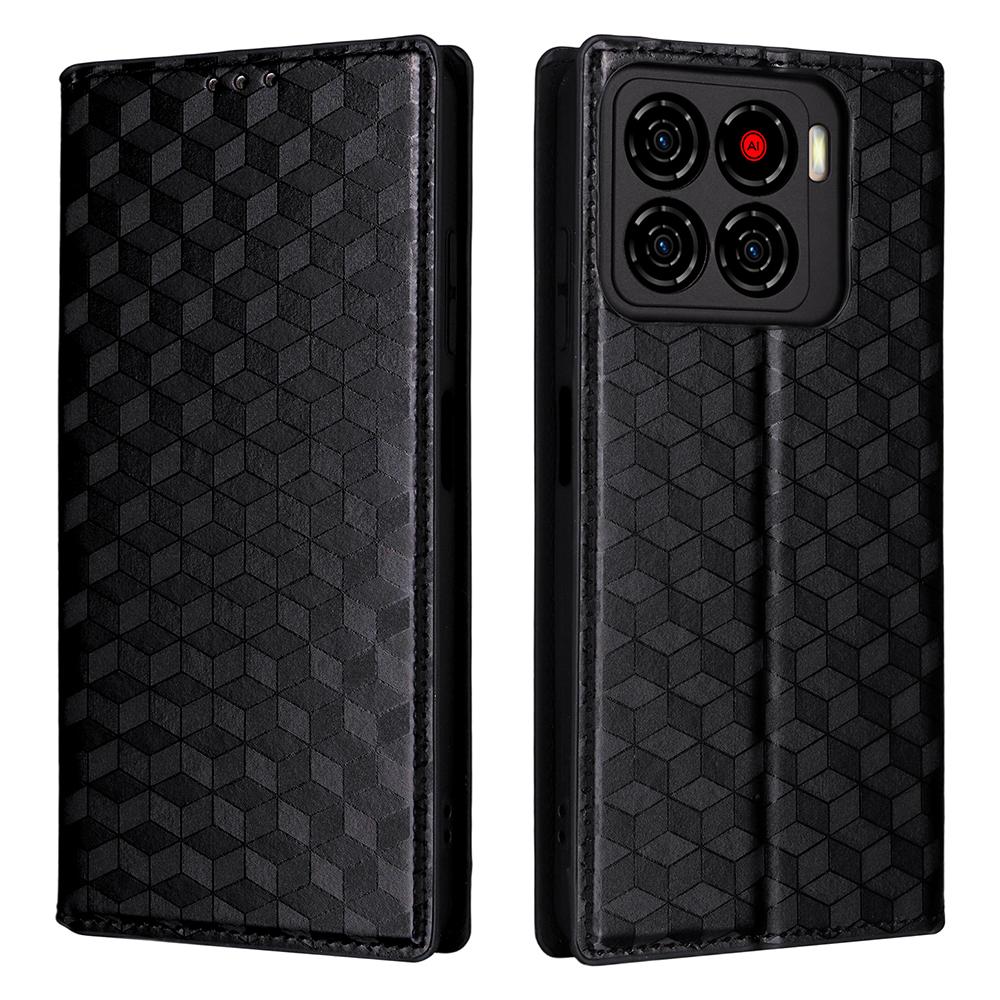 For ZTE Blade A56 Case Wallet Rhombus Imprinted Leather Phone Cover