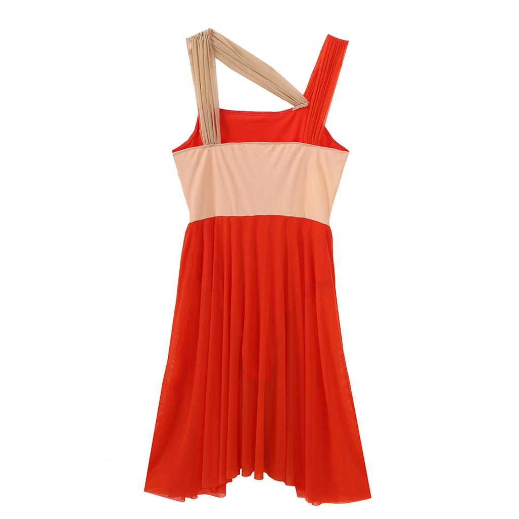 Women's Girls Ballet Lyrical Dance Asymmetrical Mesh Dress Ballerina Leotard Modern Contemporary Dance