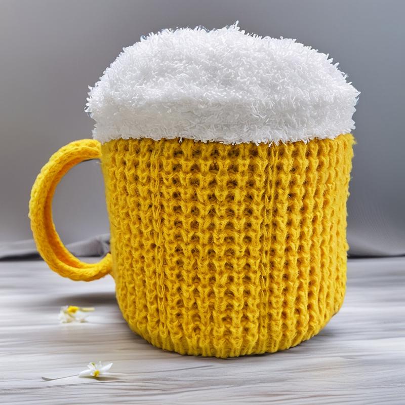 3D Beer Cup Hat Funny Creative Knitted Pullover Cap Autumn Winter Versatile Unisex Warm Hairline Cap Beer Lovers' Year Presents
