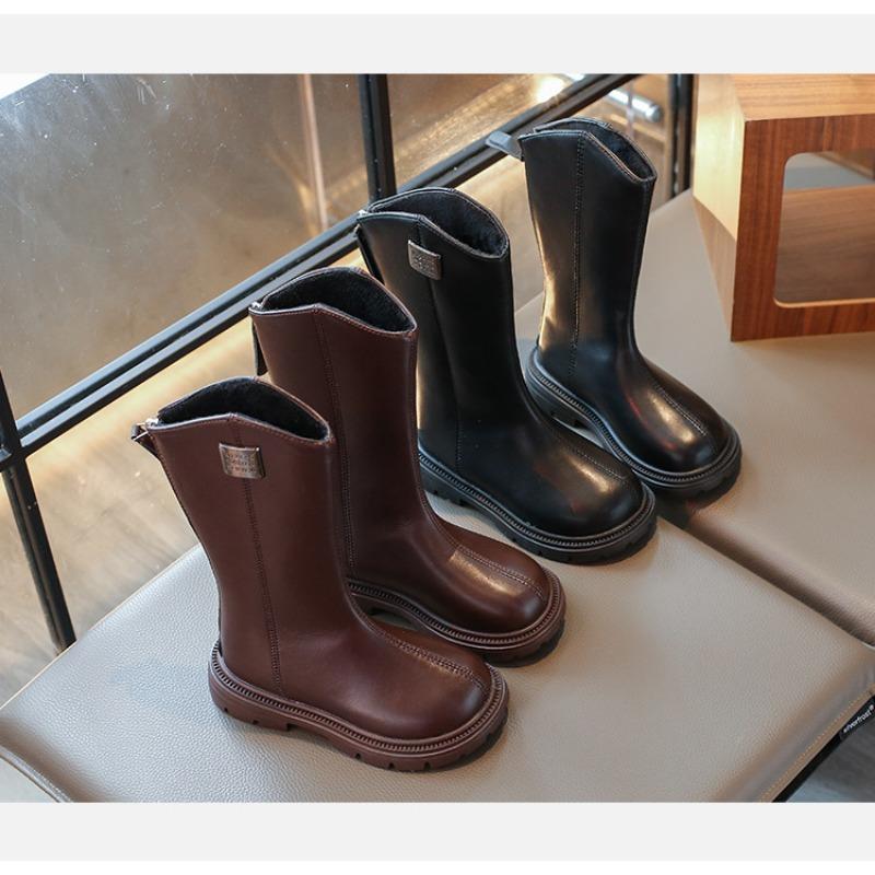 Сапоги для девочек из фланелевой ткани, два хлопка, высокие, осенне-зимние, новинка, рыцарские сапоги для маленьких девочек, корейская версия, детские хлопковые сапоги среднего и большого размера