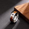 Jewelry Inlaid with Acacia Wood Grain Half Circle Tree of Life Ring Cross Ring