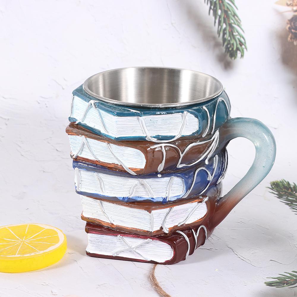 11oz 3D Painted Book Mug Safe Unique Books Stack Coffee Mug Novelty Coffee Cup Readers Writer