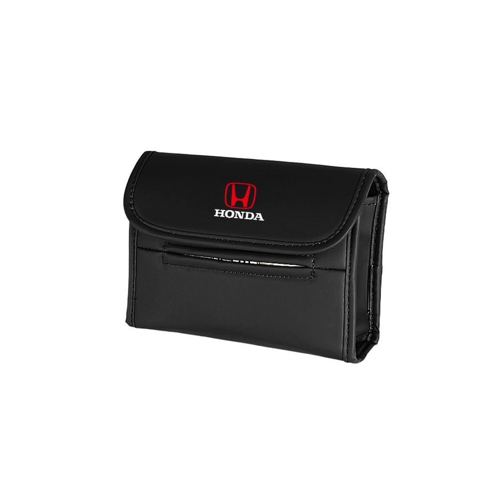 dncr6 PU Car Tissue Box Sun Visor Seat Back Hanging Mount Car Badge Storage For Honda Fit Civic Jazz Accord CR-Z VTEC Vezel Insight