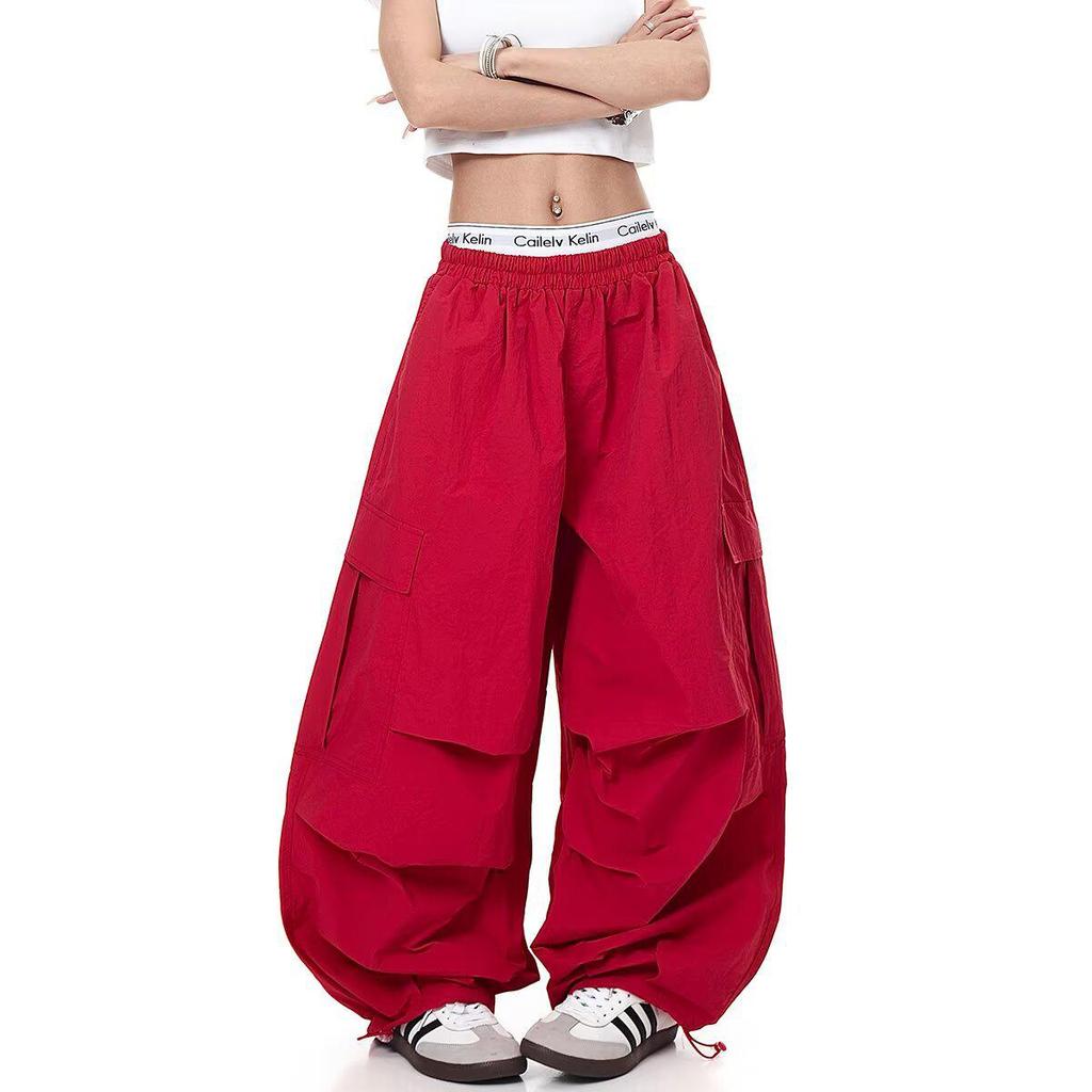 Women's Retro Workwear Ankle-Tie Wide Leg Pants - Spring/Autumn Casual Trousers