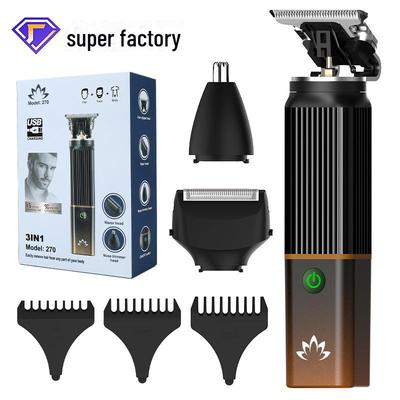 Портативный набор электрических машинок для стрижки волос 3 в 1: Многофункциональная головка, триммер для носа и бритва