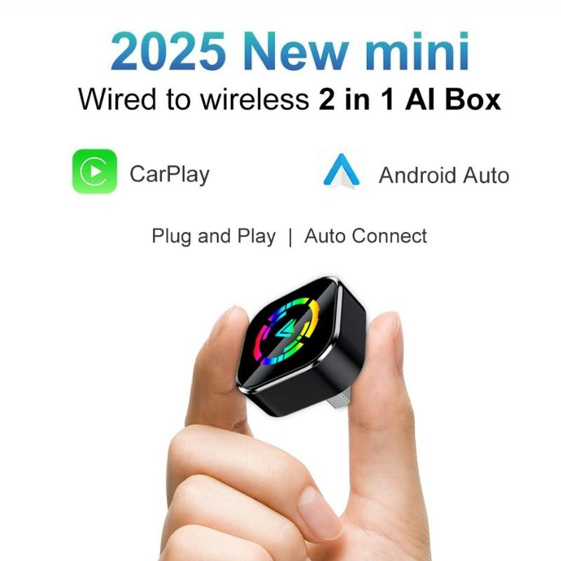 2 in 1 Mini Wireless CarPlay Adapter Android Auto Plug&Play Wireless Smart Car AI Box Intelligent Systems Car Accessories