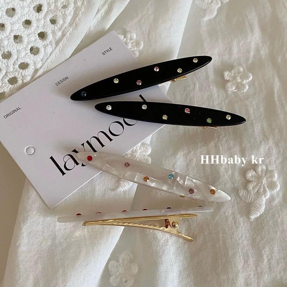 Водяные бриллиантовые заколки для волос, Сладкая челка, Боковые заколки для волос, Овальные зажимы-уточки, Аксессуары для волос