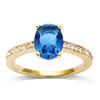 Gold Plated Solitaire 'Sissi' Golden Blue (London Blue) - 9x6mm